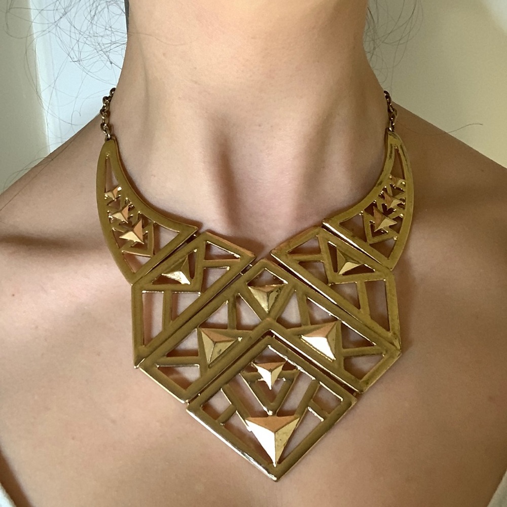 Statement Gold Triangles Necklace